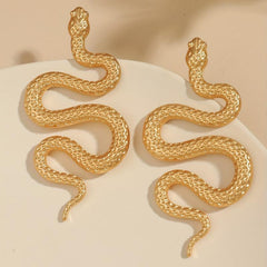 Snake Shaped Stud Earrings Gothic Style Alloy Jewelry