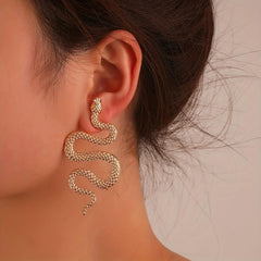 Snake Shaped Stud Earrings Gothic Style Alloy Jewelry