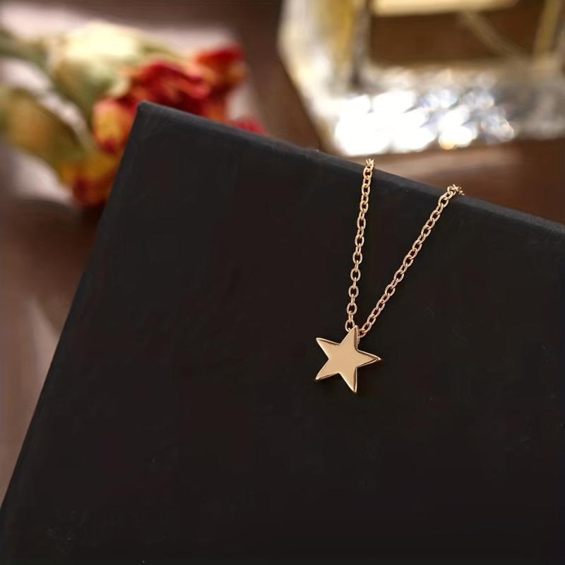 Pentagram Star Pendant Necklace Minimalist Clavicle Chain