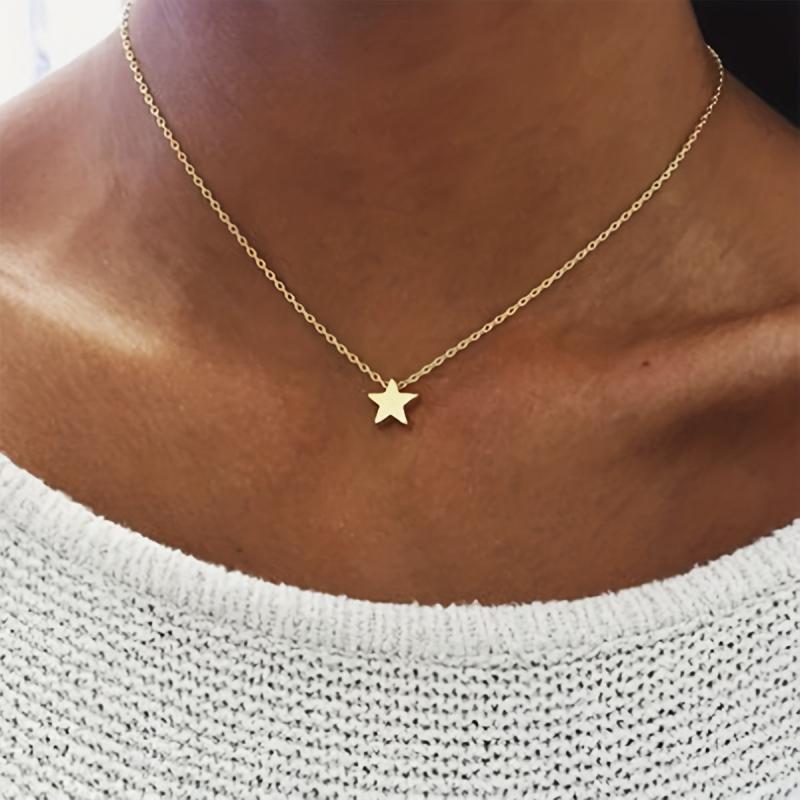 Pentagram Star Pendant Necklace Minimalist Clavicle Chain
