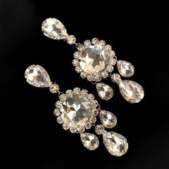 Rhinestone Round Pendant Dangle Earrings