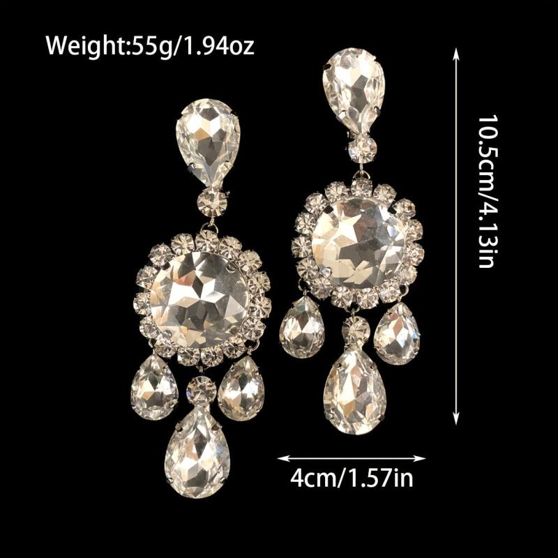 Rhinestone Round Pendant Dangle Earrings
