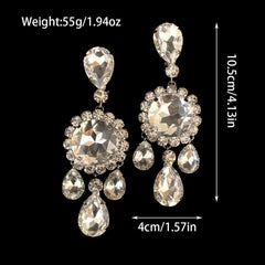 Rhinestone Round Pendant Dangle Earrings