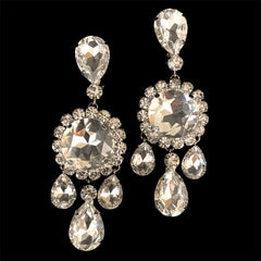 Rhinestone Round Pendant Dangle Earrings