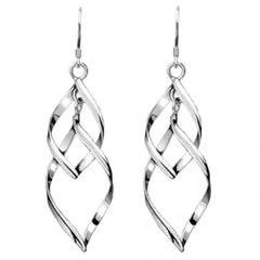 Hollow Geometric Dangle Earrings, Sexy Style, Silver Plated
