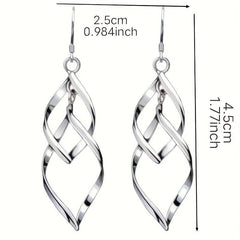 Hollow Geometric Dangle Earrings, Sexy Style, Silver Plated