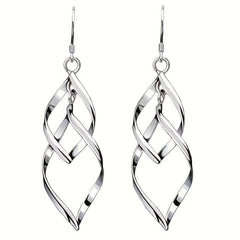 Hollow Geometric Dangle Earrings, Sexy Style, Silver Plated