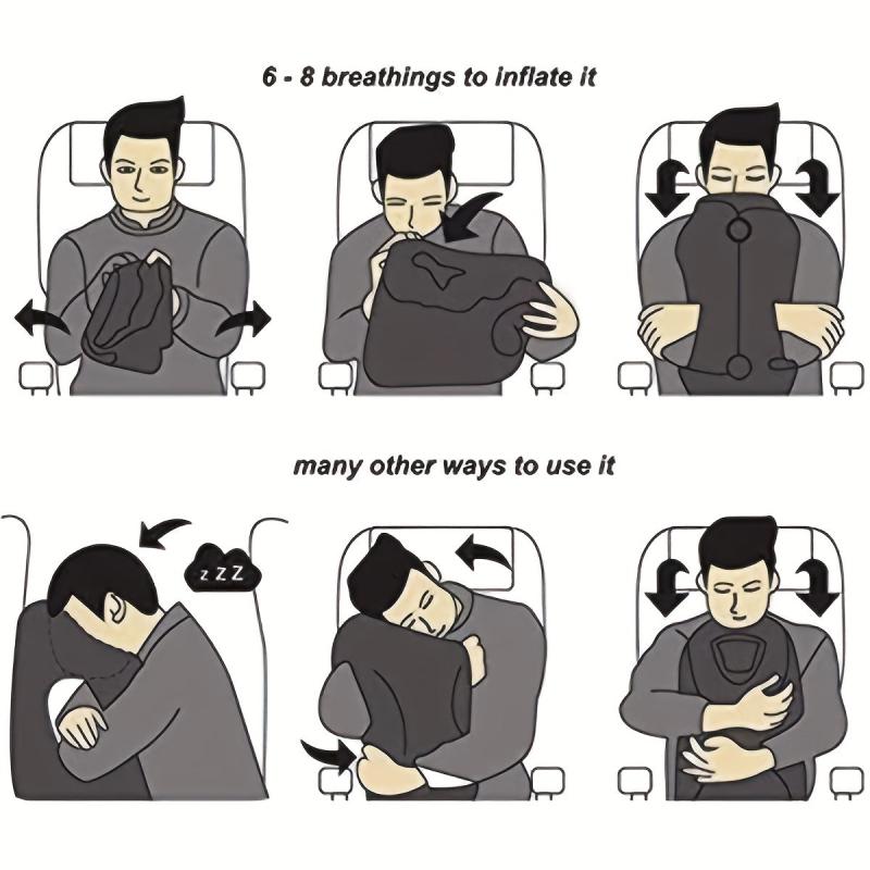 Inflatable Travel Pillow for Neck & Lumbar Support Reduces Pain & Improves Sleep