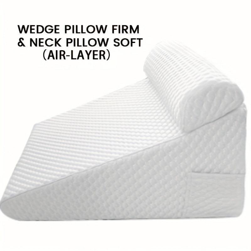 2pcs Memory Foam Bed Wedge Pillow Set For Pain Relief