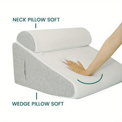 2pcs Memory Foam Bed Wedge Pillow Set For Pain Relief