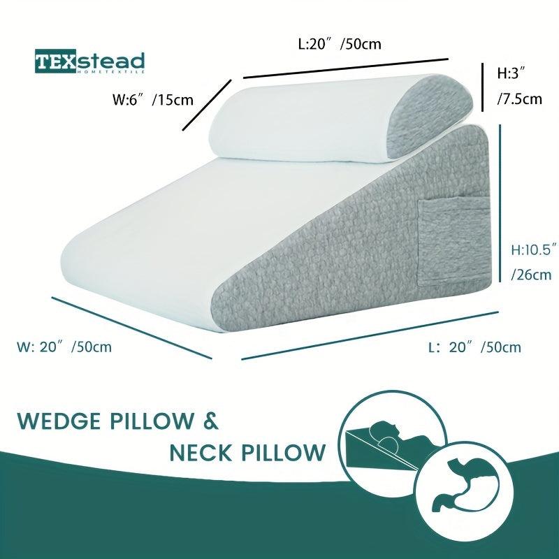 2pcs Memory Foam Bed Wedge Pillow Set For Pain Relief
