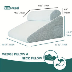 2pcs Memory Foam Bed Wedge Pillow Set For Pain Relief