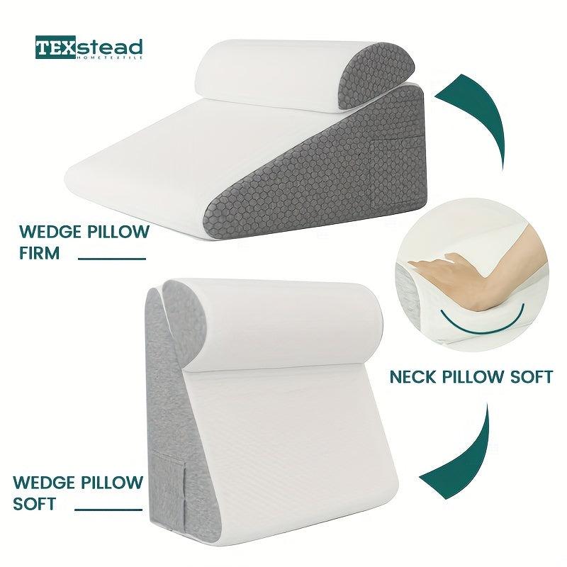 2pcs Memory Foam Bed Wedge Pillow Set For Pain Relief