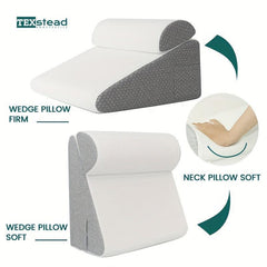 2pcs Memory Foam Bed Wedge Pillow Set For Pain Relief