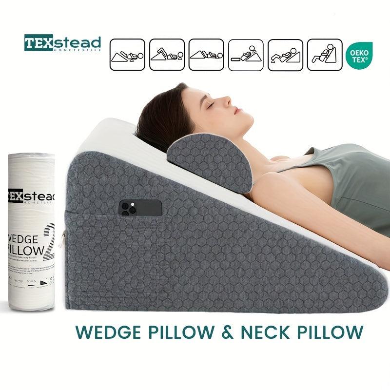 2pcs Memory Foam Bed Wedge Pillow Set For Pain Relief