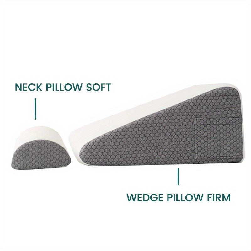 2pcs Memory Foam Bed Wedge Pillow Set For Pain Relief