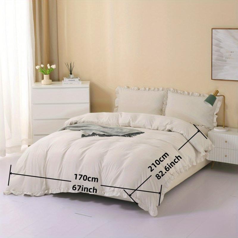 3pcs Ruffle Duvet Cover Solid Poly Bedding Soft Breathable