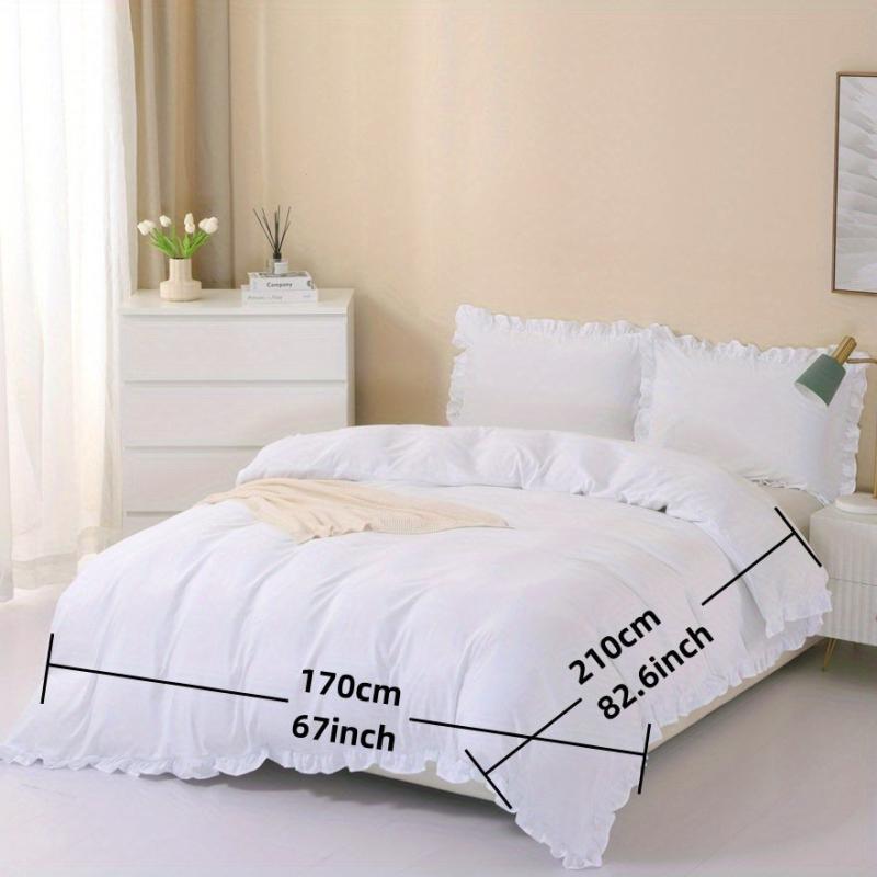 3pcs Ruffle Duvet Cover Solid Poly Bedding Soft Breathable