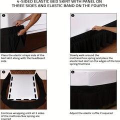 1pc Flounce Bed Skirt Elastic Adjustable Bedroom Decor