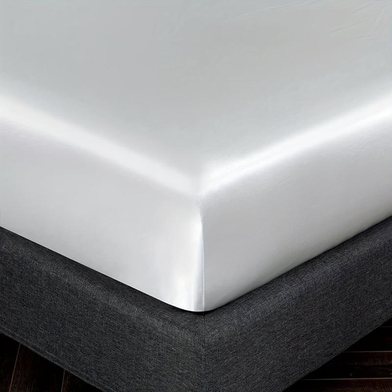Soft Silk Satin Fitted Sheet for Bedroom Dorm Room