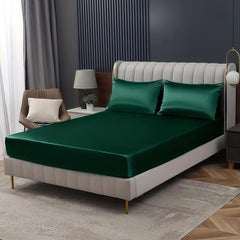 Soft Silk Satin Fitted Sheet for Bedroom Dorm Room