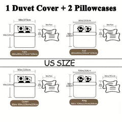 3pcs Abstract Square Print Duvet Set Soft Comfortable Boho Pattern Bedding
