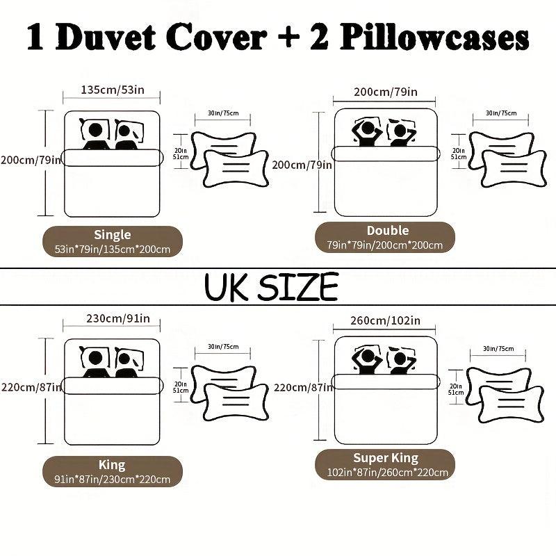 3pcs Abstract Square Print Duvet Set Soft Comfortable Boho Pattern Bedding