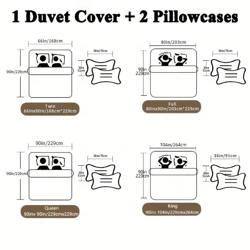 3pc Cat Printed Bedding Set Duvet Cover 2 Pillowcase No Pillow Core