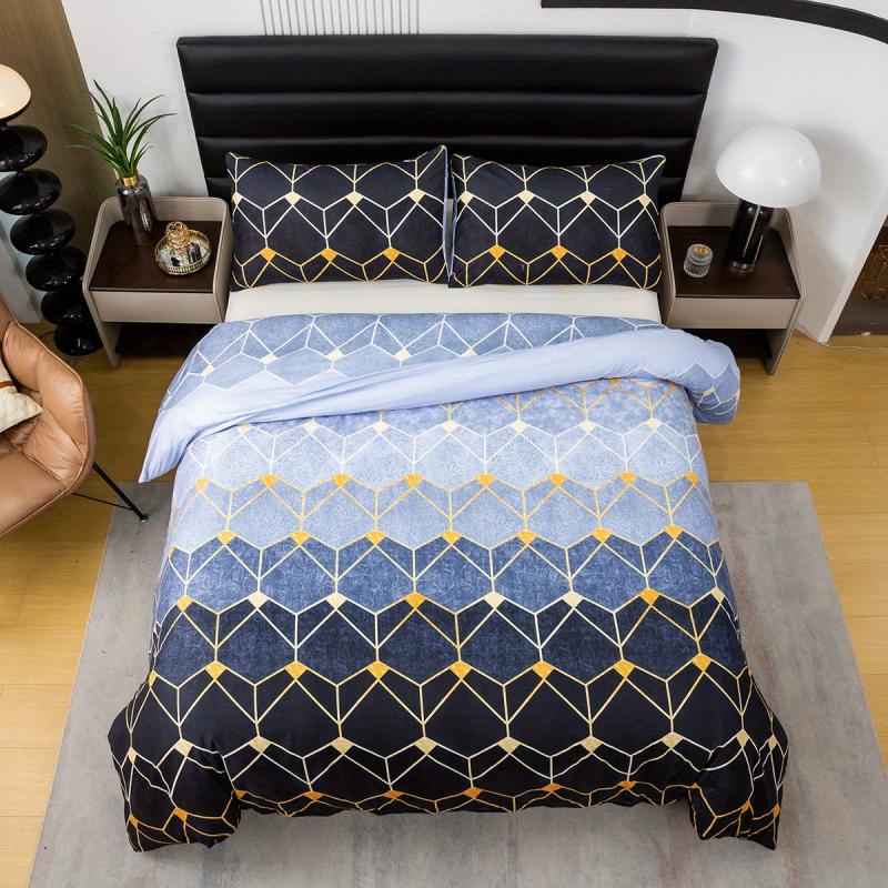 Multicolor Gradient Geometric Duvet Cover Set