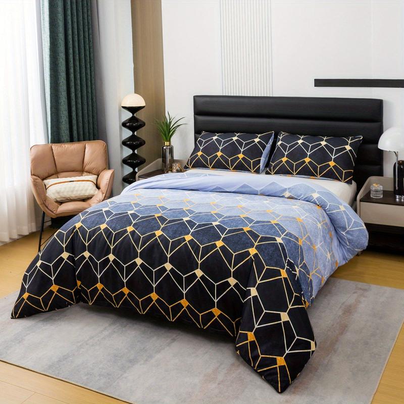 Multicolor Gradient Geometric Duvet Cover Set