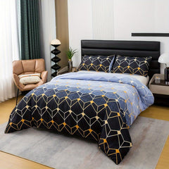 Multicolor Gradient Geometric Duvet Cover Set