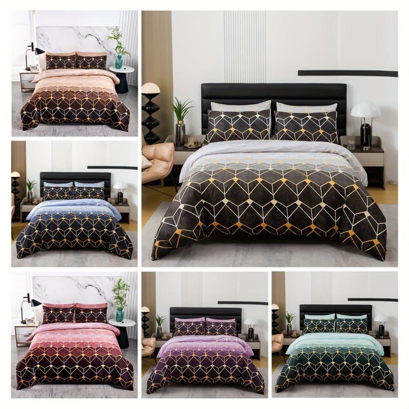 Multicolor Gradient Geometric Duvet Cover Set