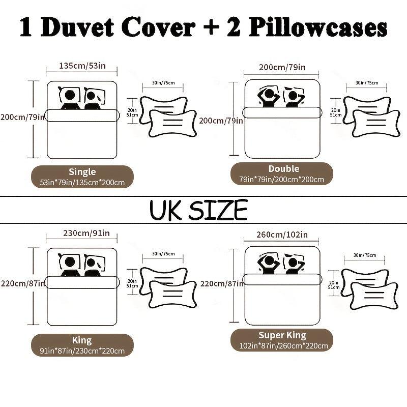 3pcs Block Printed Bedding Set Duvet Cover and Pillowcases