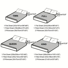 4pcs Soft Satin Fitted Sheet Set All Seasons Bedroom Guest Hotel Decor
