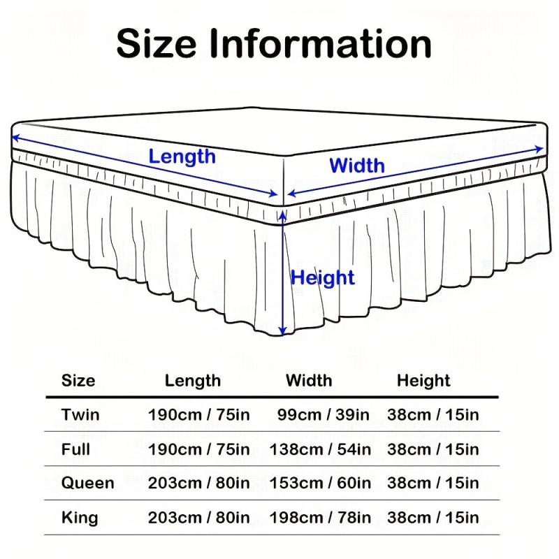 1pc Soild Bed Skirt Elastic Adjustable Bedroom Living Room Decor
