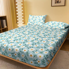 Daisy Brushed Print Fitted Sheet Soft Comfortable Bedding Mattress Cover