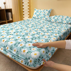 Daisy Brushed Print Fitted Sheet Soft Comfortable Bedding Mattress Cover