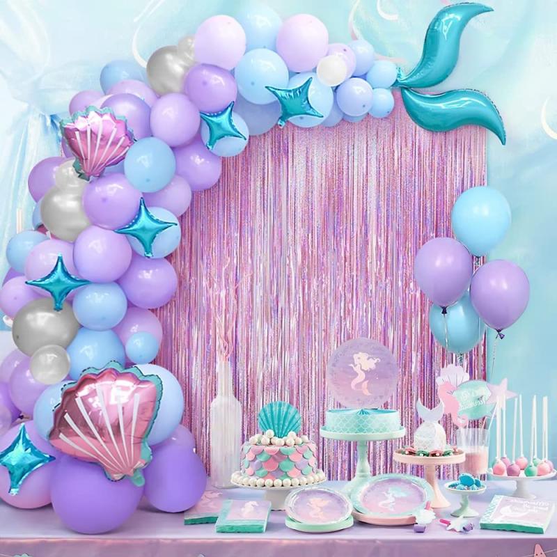 89pcs Mermaid Themed Pink Balloon Chain Set Birthday Party Decoration Supplies