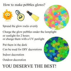 300 Glow in the Dark Luminous Stones for Outdoor Decoration