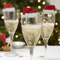 10pcs Christmas Hat Wine Glass Decoration