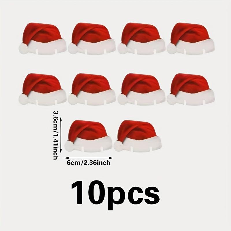 10pcs Christmas Hat Wine Glass Decoration