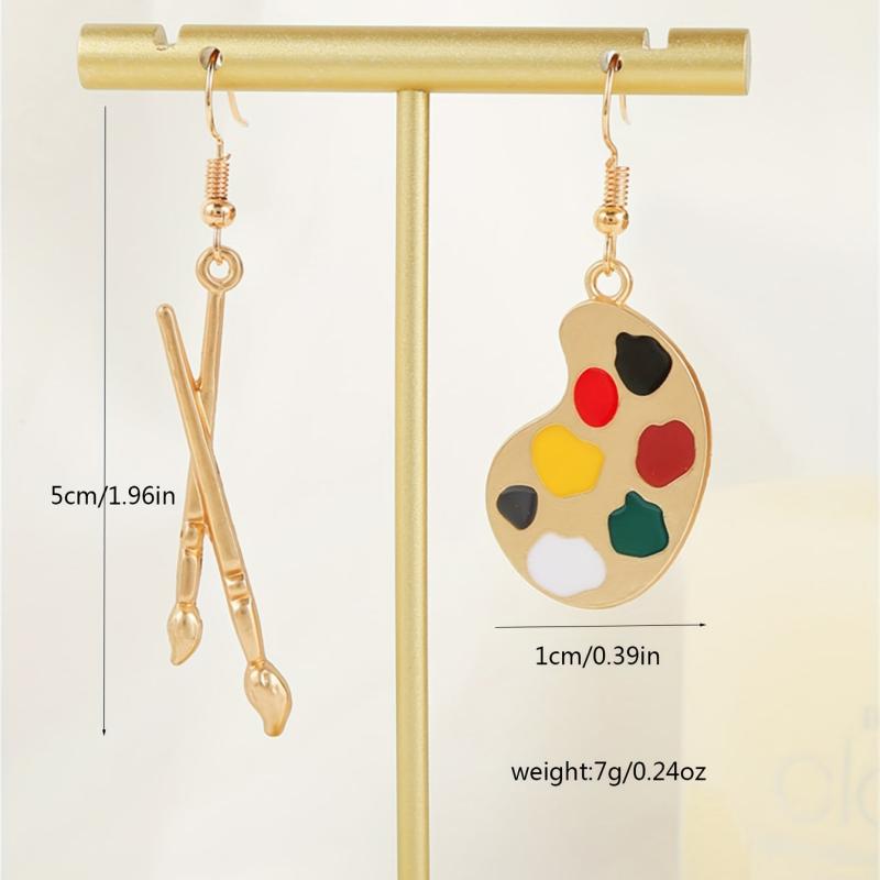Asymmetric Palette Paintbrush Earrings