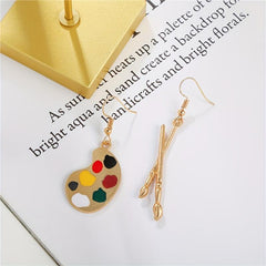 Asymmetric Palette Paintbrush Earrings
