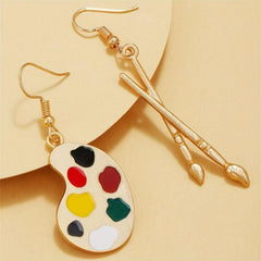 Asymmetric Palette Paintbrush Earrings