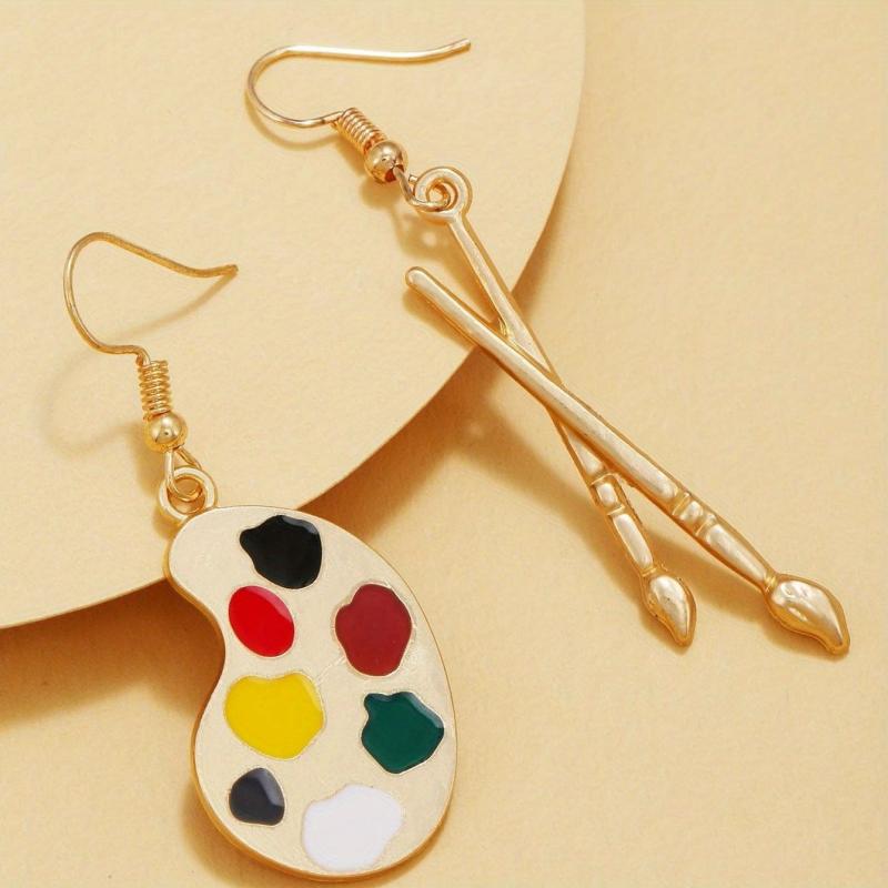 Asymmetric Palette Paintbrush Earrings