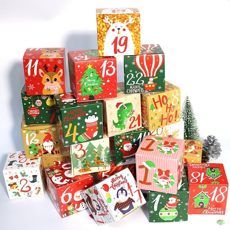 24pcs DIY Advent Calendar Treat Boxes Xmas Party Favor Supplies