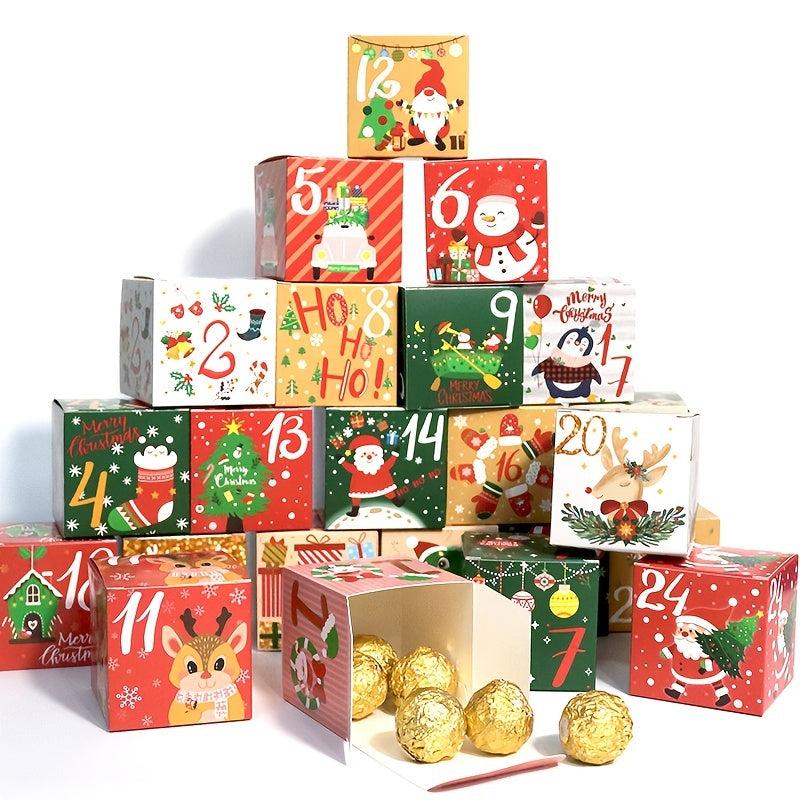 24pcs DIY Advent Calendar Treat Boxes Xmas Party Favor Supplies