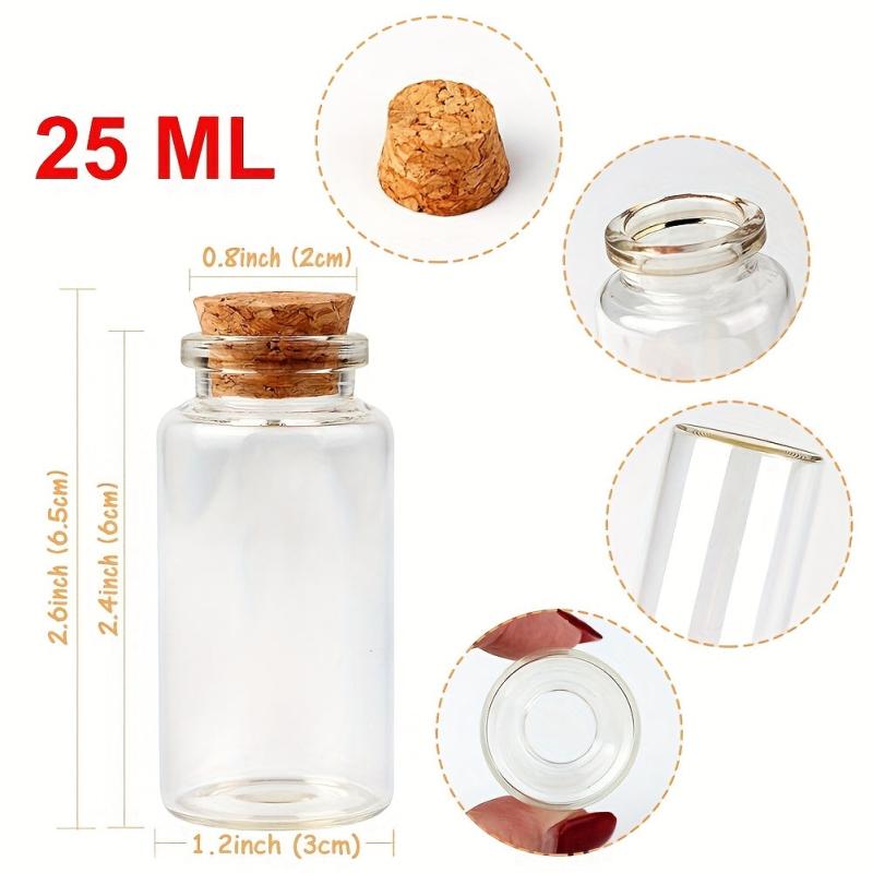 12pcs Mini Tiny Empty Clear Glass Jars Vials With Cork Stoppers - 25ml