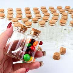 12pcs Mini Tiny Empty Clear Glass Jars Vials With Cork Stoppers - 25ml
