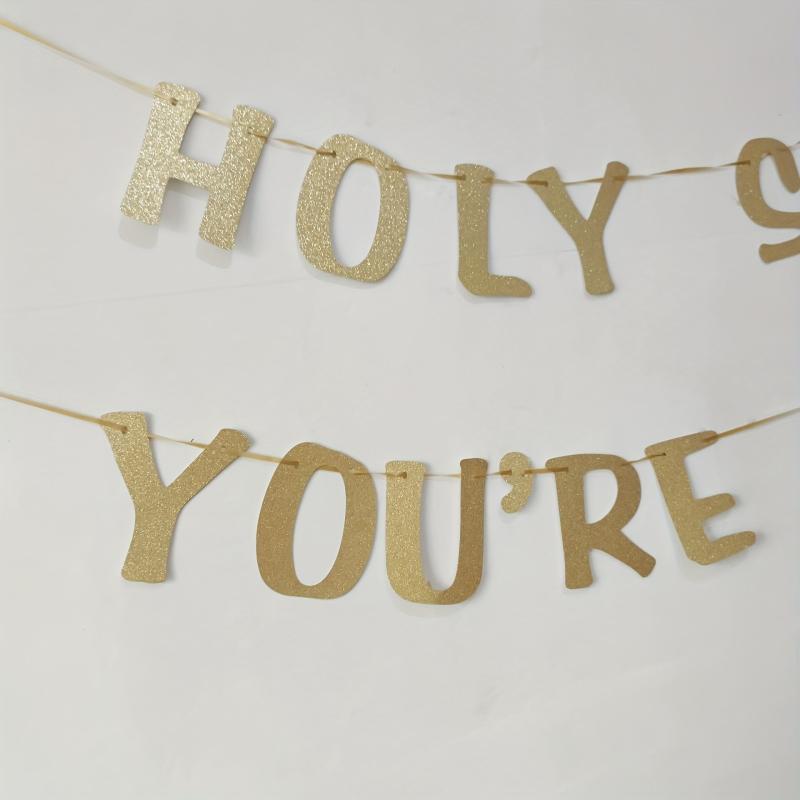Golden Glitter 'Holy Shit You're Old' Birthday Banner 30th-90th